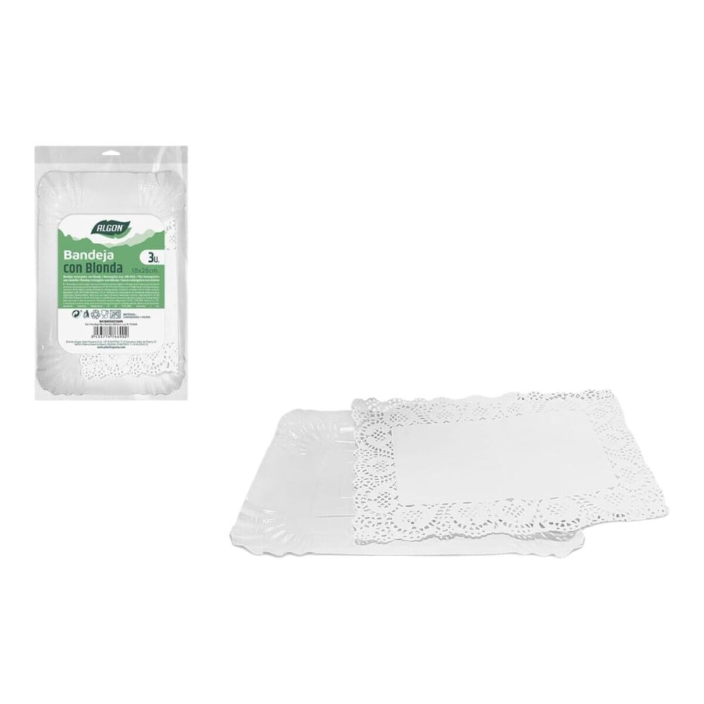 Plateau apéritif Algon Rectangulaire 18 x 26 cm 3 Pièces (24 Unités)