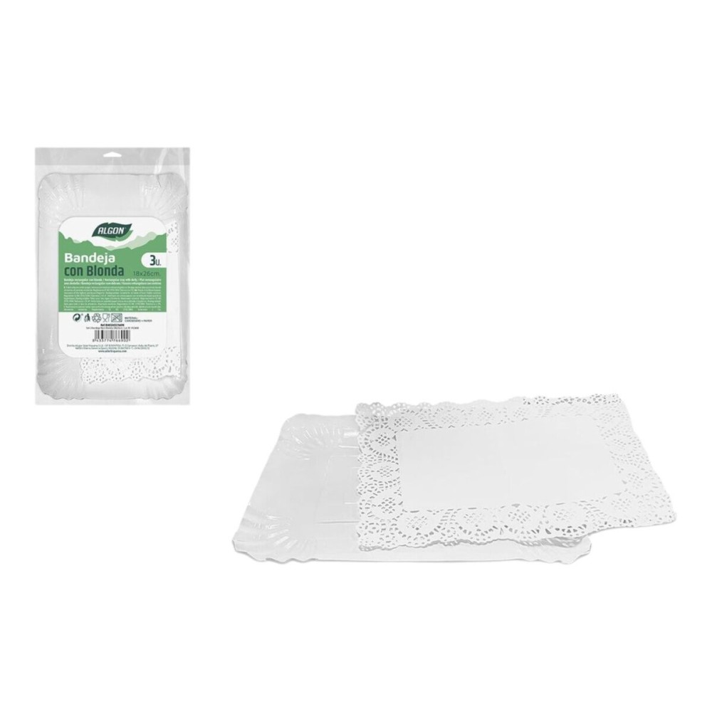 Tablett für Snacks Algon rechteckig 18 x 26 cm 3 Stücke (24 Stück)