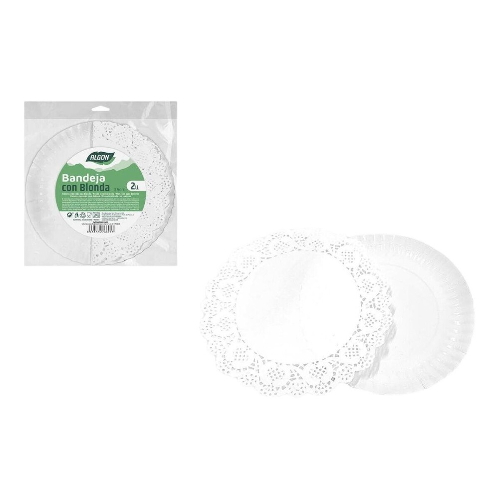 Tablett für Snacks Algon rund 25 cm 2 Stücke (24 Stück)