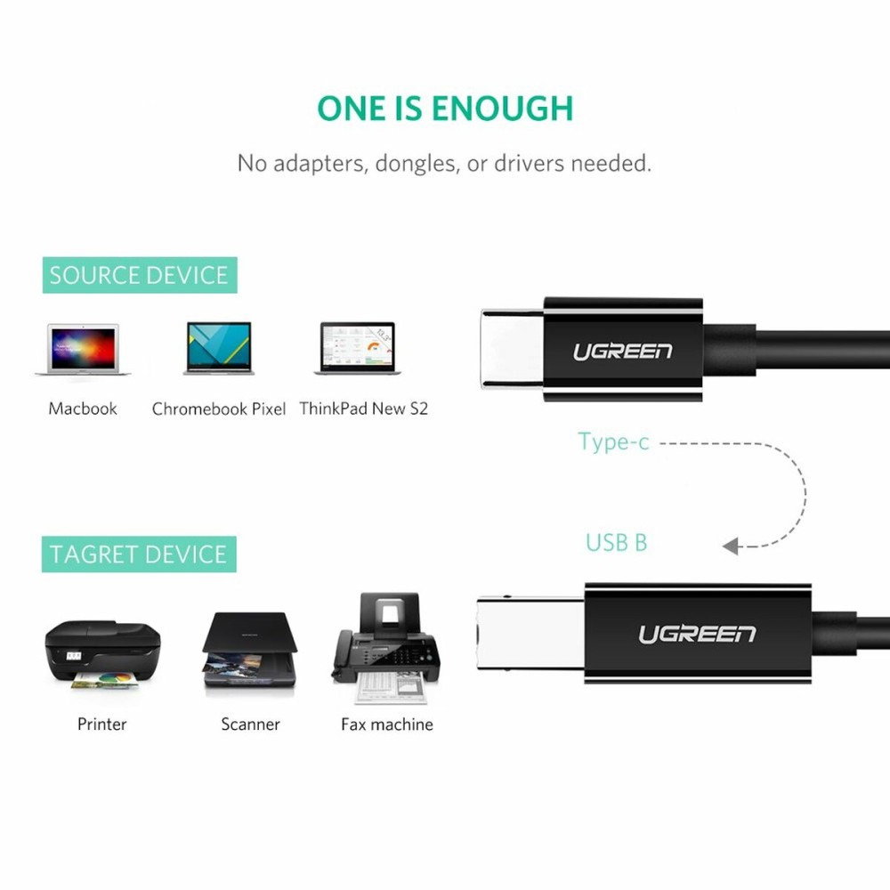 USB 2.0 A to Mini USB B Cable Ugreen 50446 Black 2 m