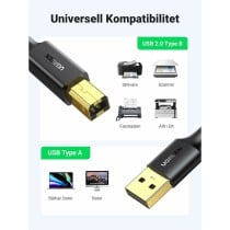 USB 2.0 A to USB B Cable Ugreen 10351 Black 3 m