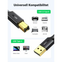 USB 2.0 A zu USB-B-Kabel Ugreen 10351 Schwarz 3 m
