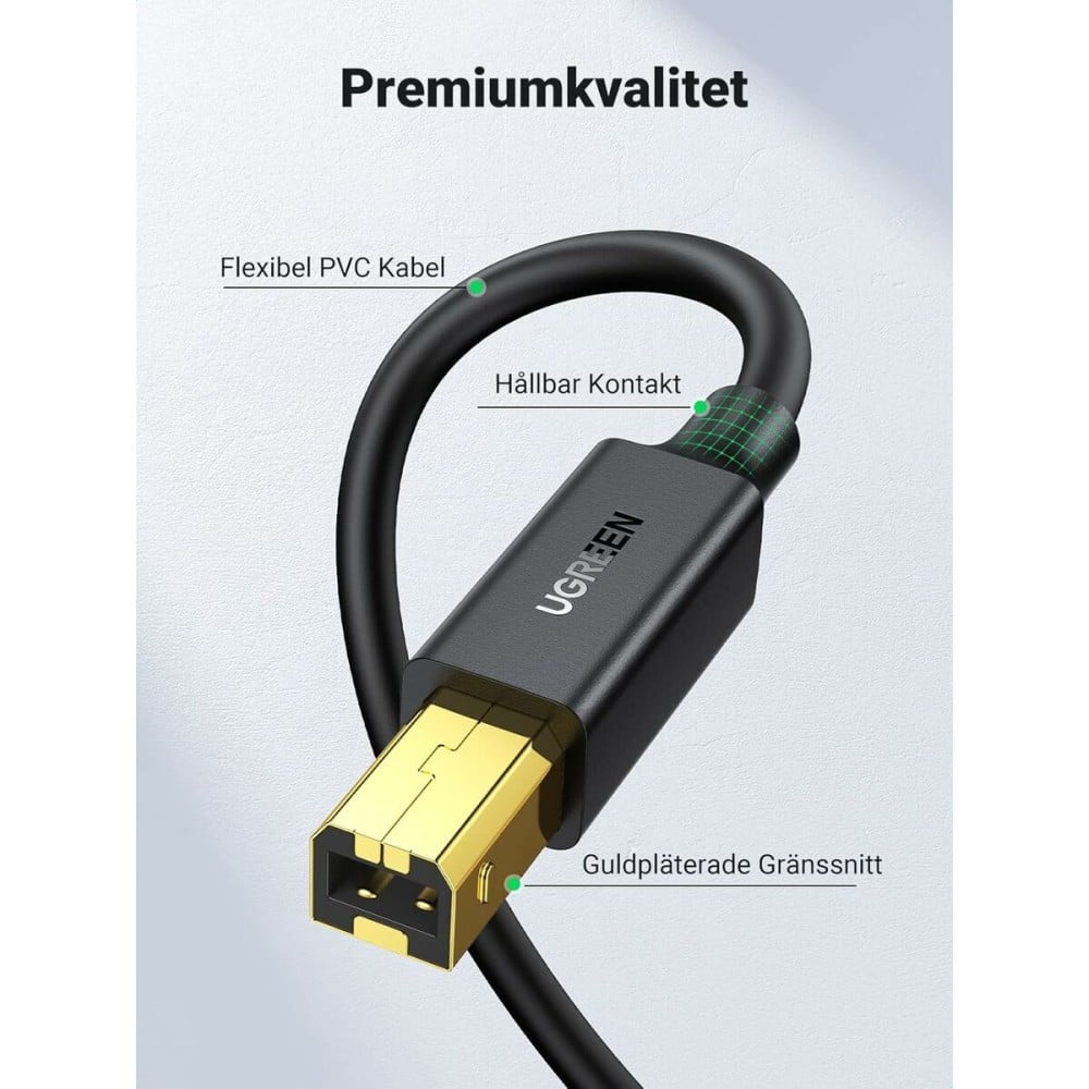 USB 2.0 A to USB B Cable Ugreen 10351 Black 3 m