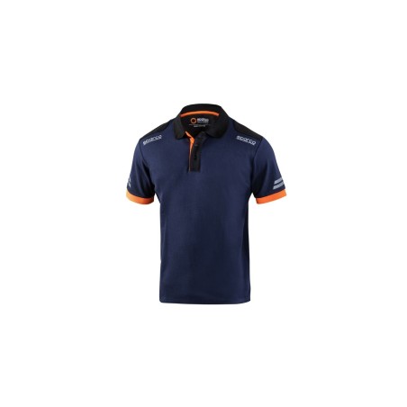 Herren Kurzarm-Poloshirt Sparco TW Blau Orange Dunkelblau