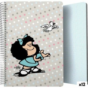 Cahier Mafalda Bird Multicouleur Din A4 80 Volets (12 Unités)