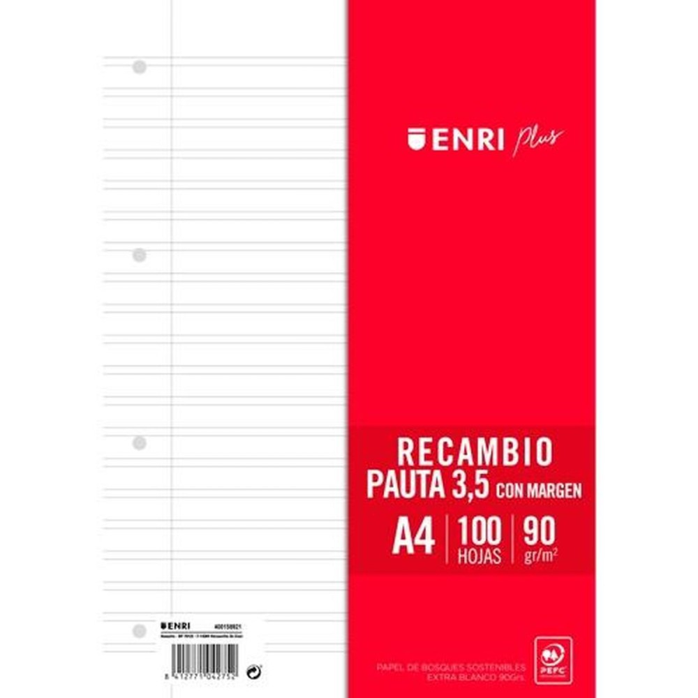Replacement sheets ENRI White A4 100 Sheets (24 Units)