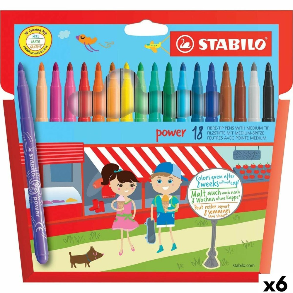 Ensemble de Marqueurs Stabilo POWER Multicouleur 18 Pièces (6 Unités)