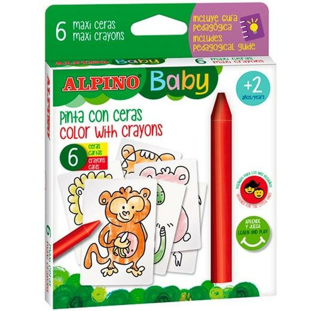 Crayons gras de couleur Alpino Baby Jungle Multicouleur (12 Unités)