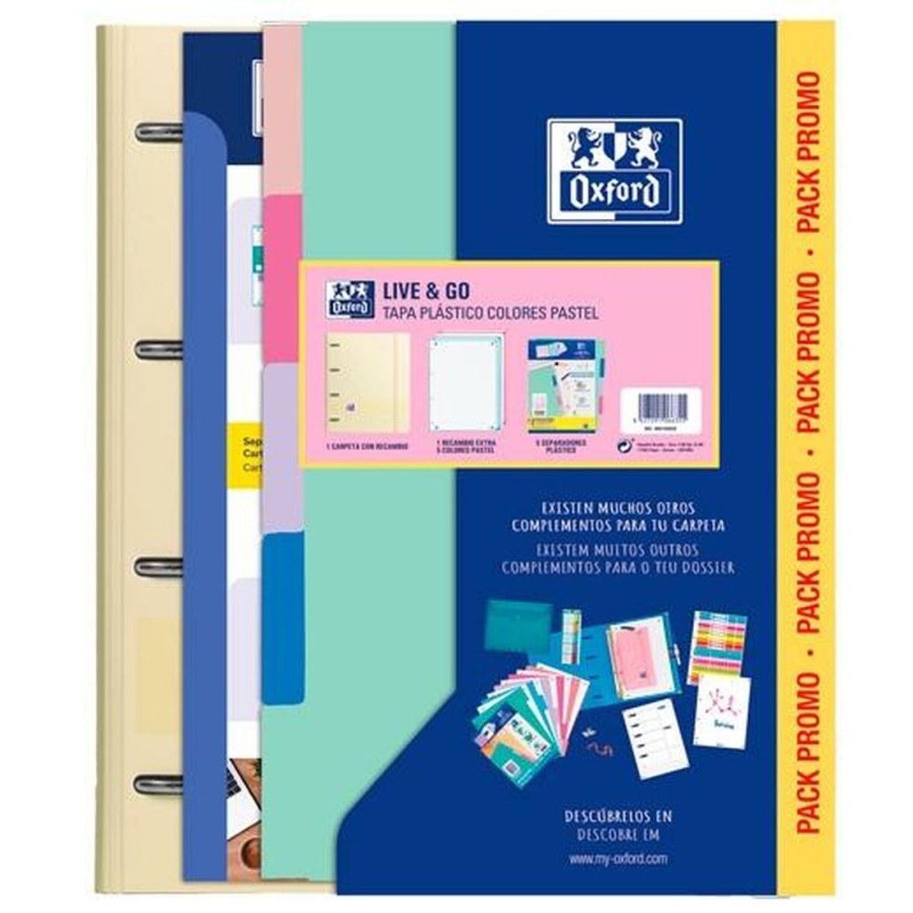 Ringbuch Oxford EUROPEANBINDER LIVE & GO PASTEL Bunt A4 (10 Stück)