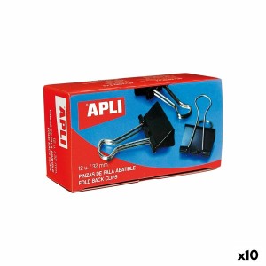 Klammern Apli Schwarz Silberfarben 25 mm (10 Stück)