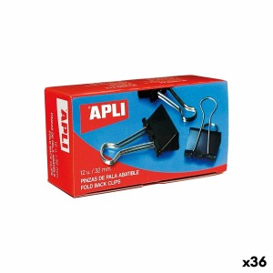 Klammern Apli Schwarz Silberfarben 51 mm (36 Stück)