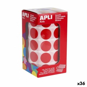 Autocollants Apli Gomets Rouge Rond (36 Unités)