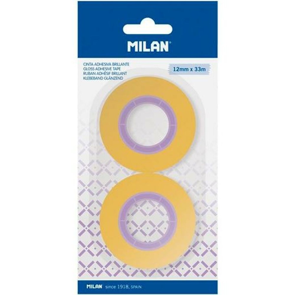Ensemble de Rubans Adhésifs Milan Jaune 12 mm x 33 m 2 Pièces (12 Unités)