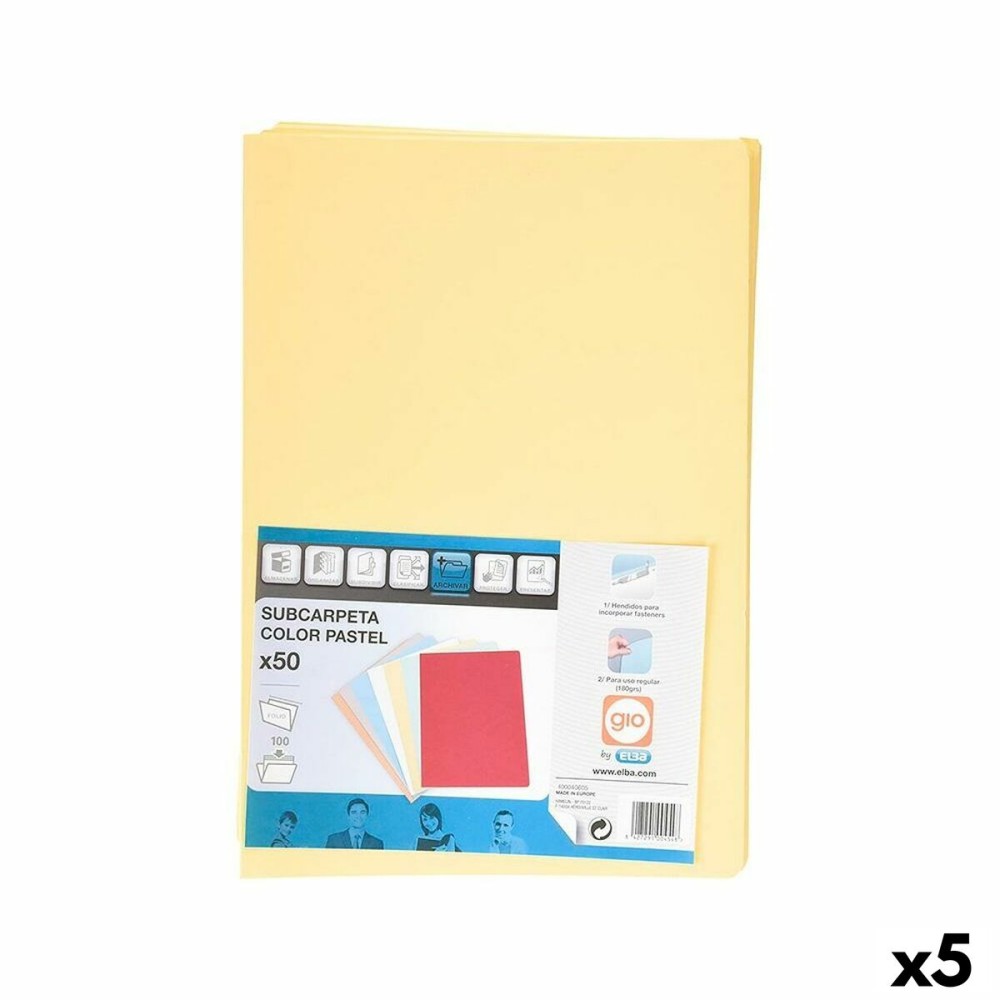 Ensemble de Sous-dossiers Elba Jaune A4 50 Pièces (5 Unités)