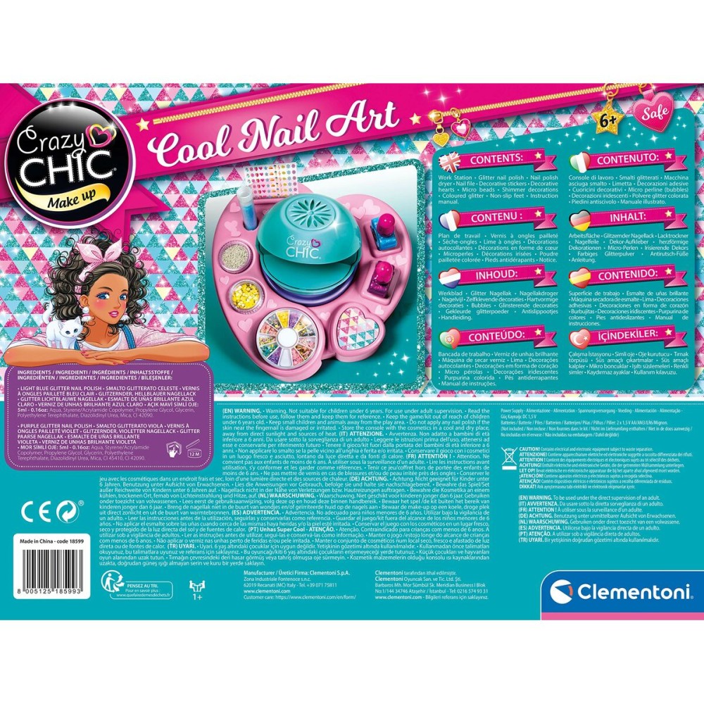 Children's Make-up Set Clementoni COOL NAILS 38,5 x 28,5 x 7,8 cm