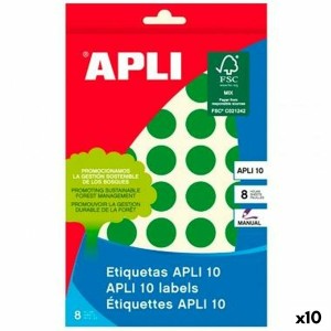 Klebeetiketten Apli grün Kreis 8 Blatt (10 Stück)