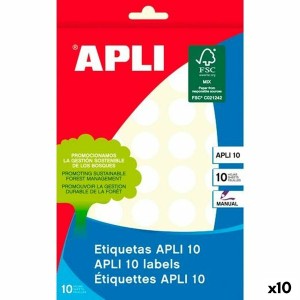 Klebeetiketten Apli Weiß Kreis rund 10 Blatt (10 Stück)
