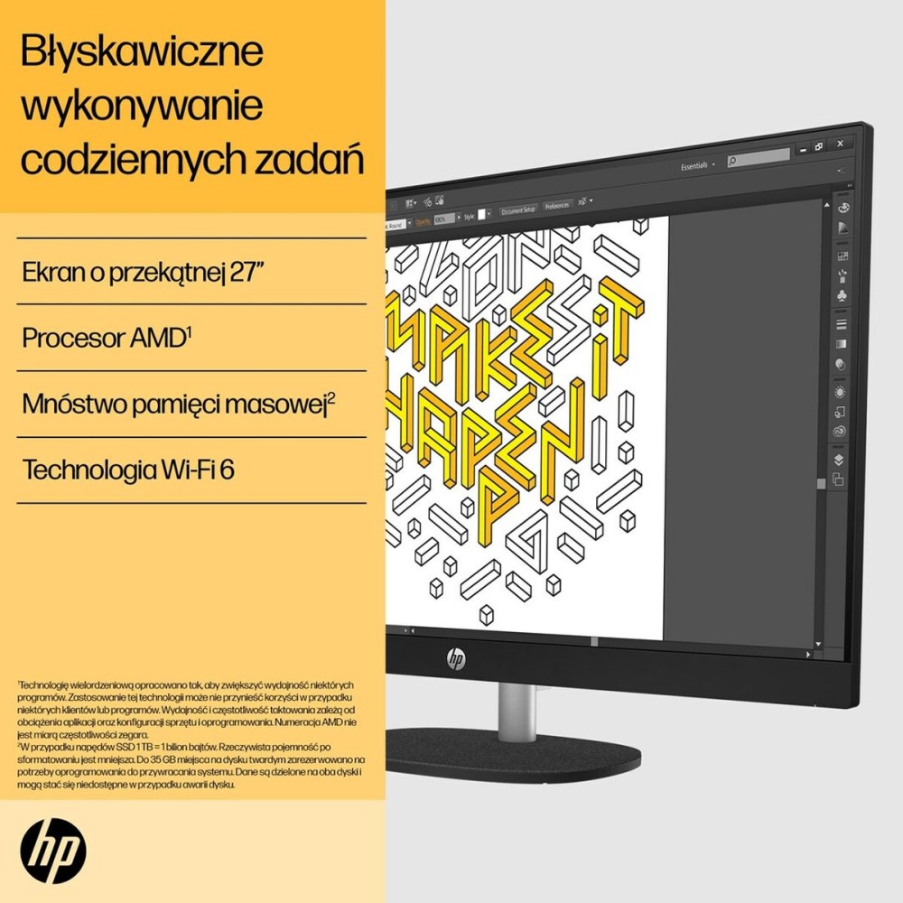 Alles-In-Einem HP 9U2K4EA 27" AMD Ryzen 7 7730U AMD RYZEN™ 7 7730U 16 GB RAM 512 GB SSD