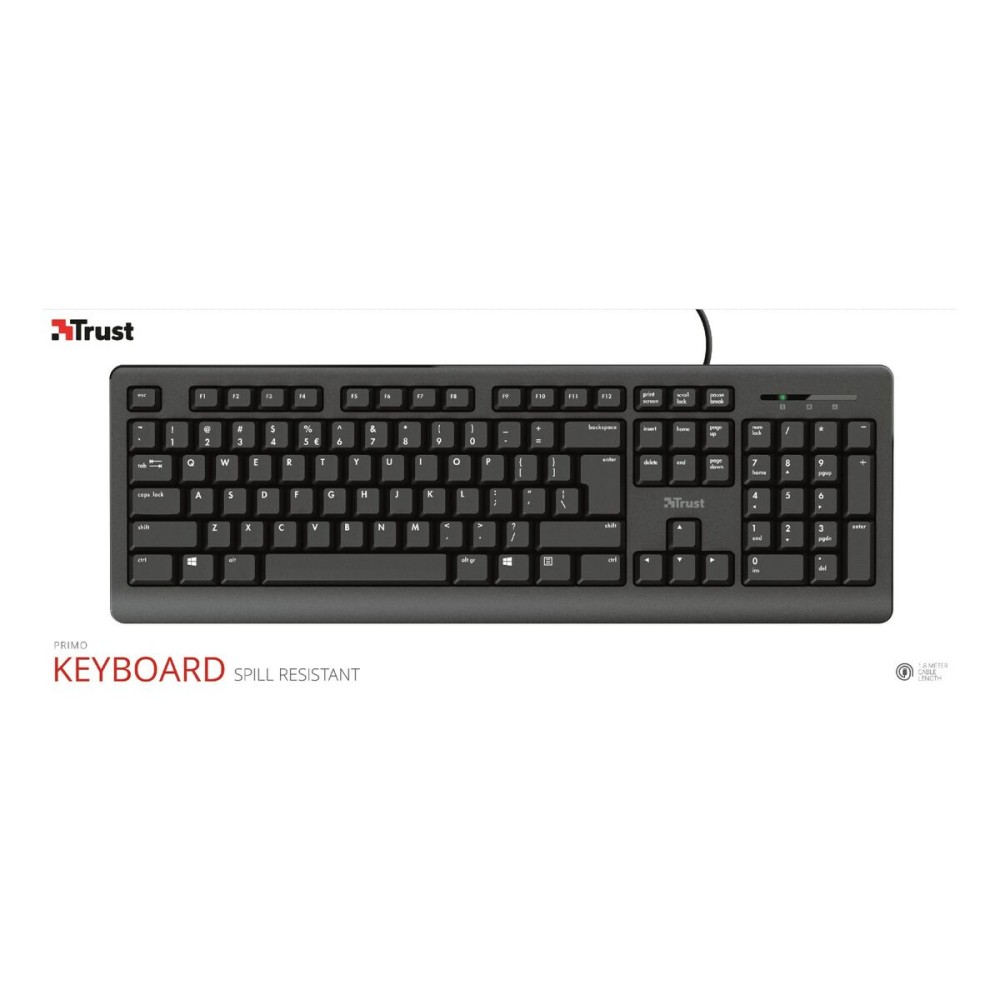 Clavier Trust 23880 Noir Anglais EEUU QWERTY