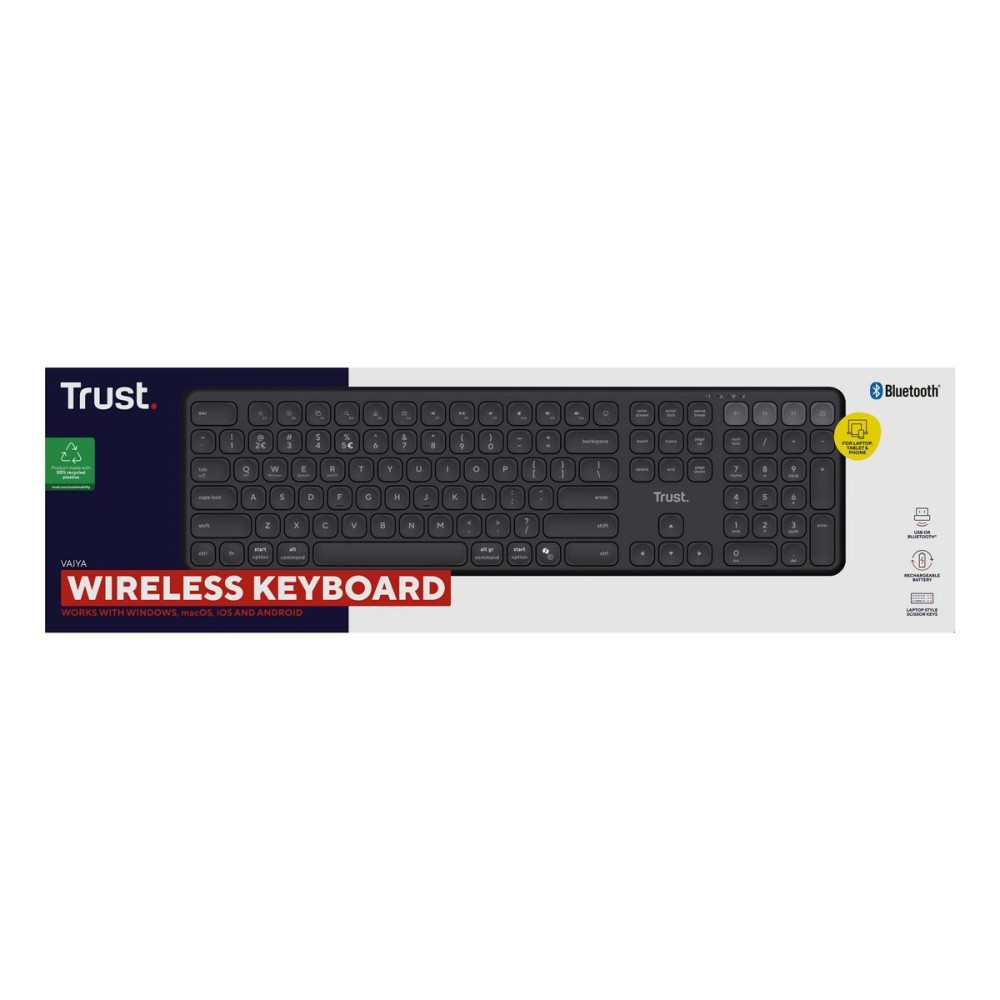 Drahtlose Tastatur Trust Vaiya Schwarz QWERTY Qwerty US