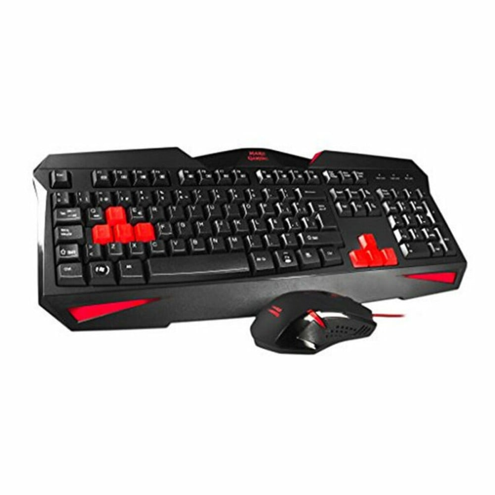 clavier et souris Tacens MCP1 Noir Rouge Monochrome Espagnol Qwerty