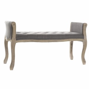 Banquette DKD Home Decor Naturel Gris foncé Bois d'hévéa Toile 109 x 44,5 x 60 cm