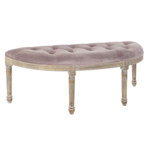 Banquette DKD Home Decor Naturel Rose Polyester Velours Bois d'hévéa (125 x 43 x 48 cm)