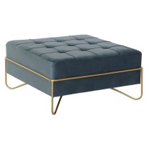 Banquette DKD Home Decor Mousse Bleu Doré Métal Polyester Velours Bois MDF (80 x 80 x 42 cm)