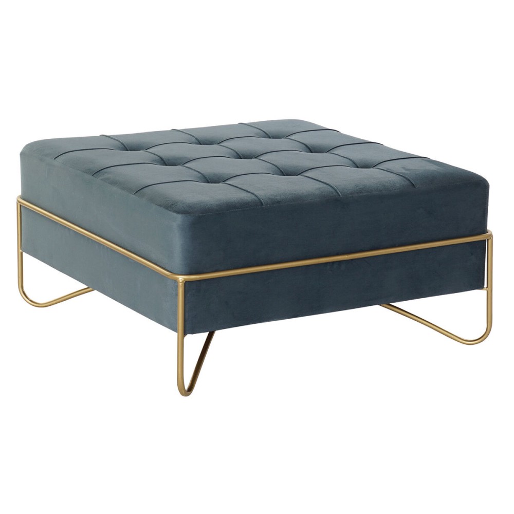 Banquette DKD Home Decor Mousse Bleu Doré Métal Polyester Velours Bois MDF (80 x 80 x 42 cm)