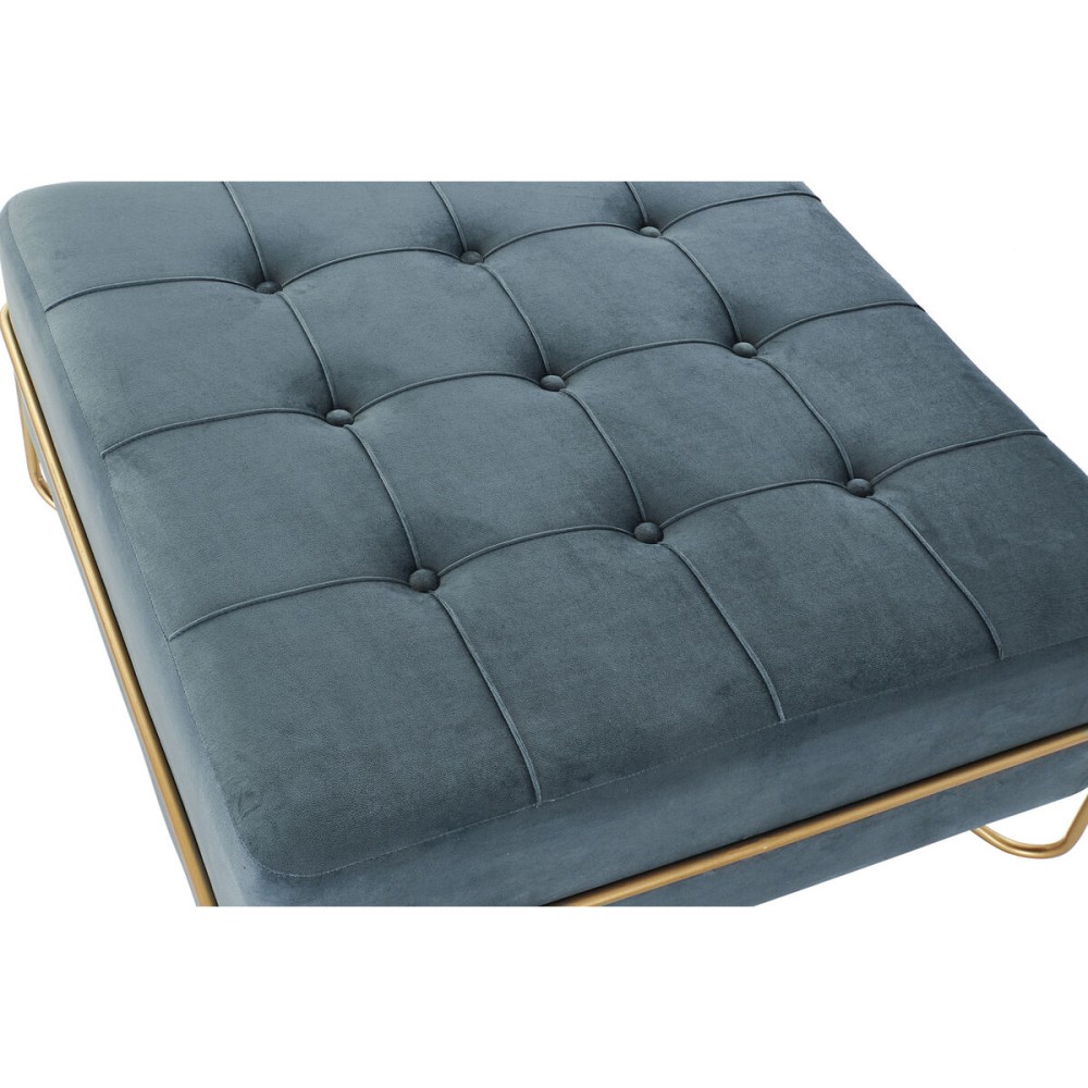 Banquette DKD Home Decor Mousse Bleu Doré Métal Polyester Velours Bois MDF (80 x 80 x 42 cm)