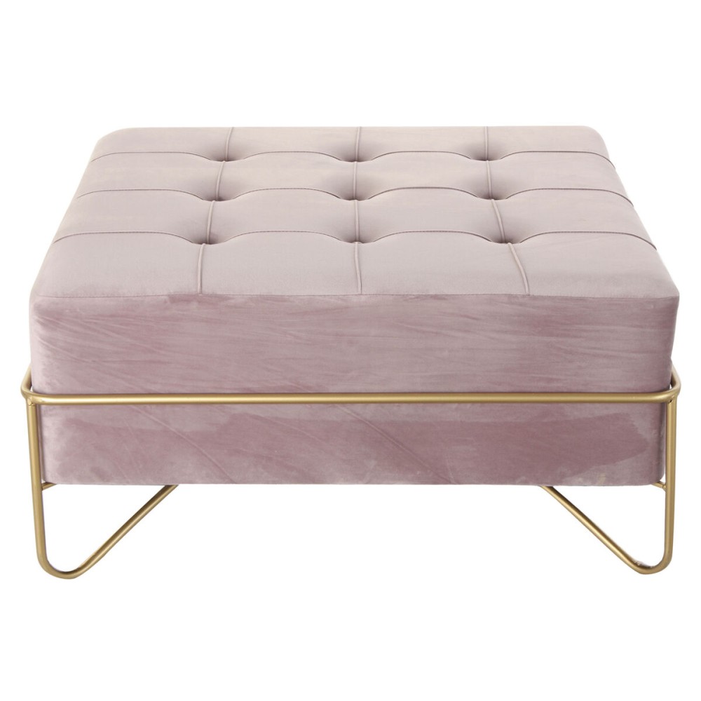 Banquette DKD Home Decor Mousse Rose Doré Métal Polyester Velours Bois MDF (80 x 80 x 42 cm)