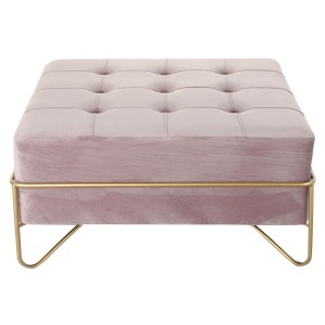 Banquette DKD Home Decor Mousse Rose Doré Métal Polyester Velours Bois MDF (80 x 80 x 42 cm)