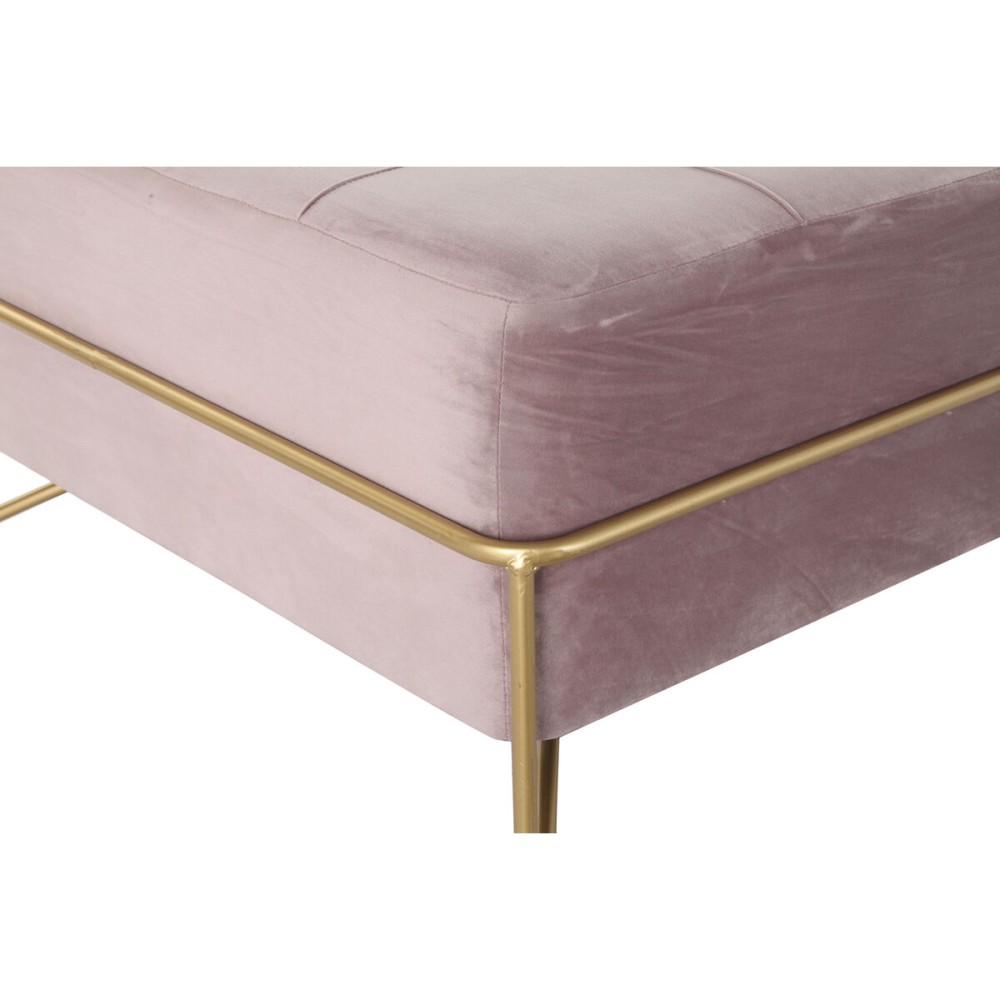 Banquette DKD Home Decor Mousse Rose Doré Métal Polyester Velours Bois MDF (80 x 80 x 42 cm)