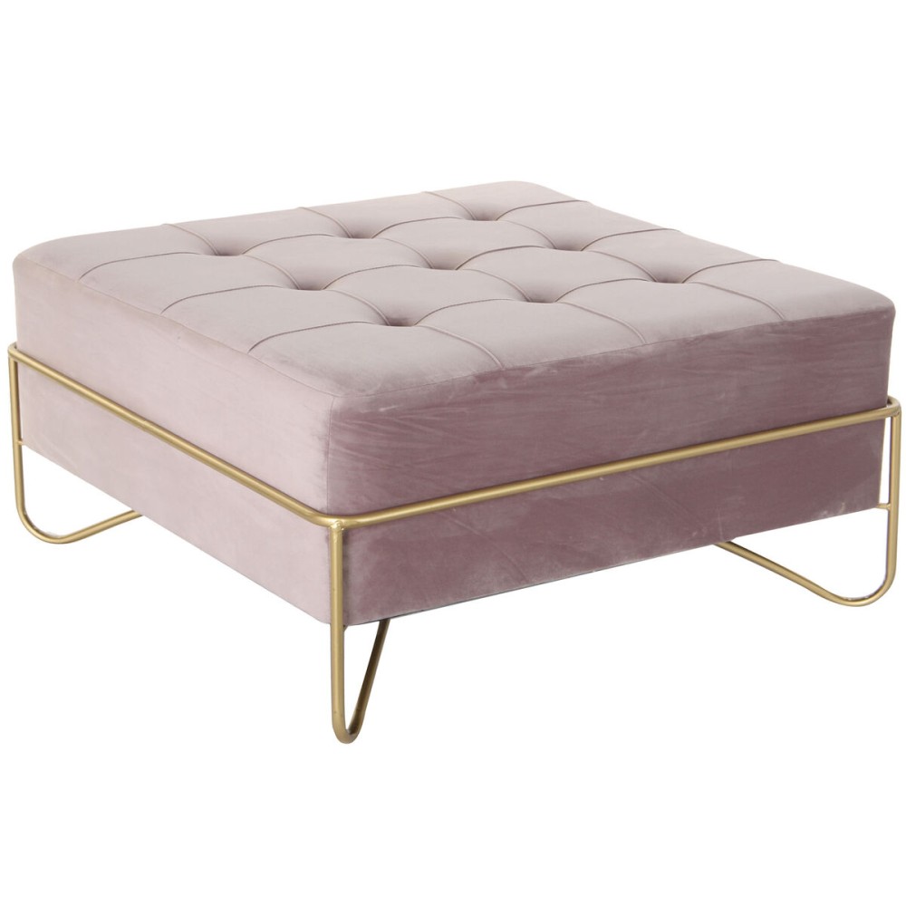 Banquette DKD Home Decor Mousse Rose Doré Métal Polyester Velours Bois MDF (80 x 80 x 42 cm)