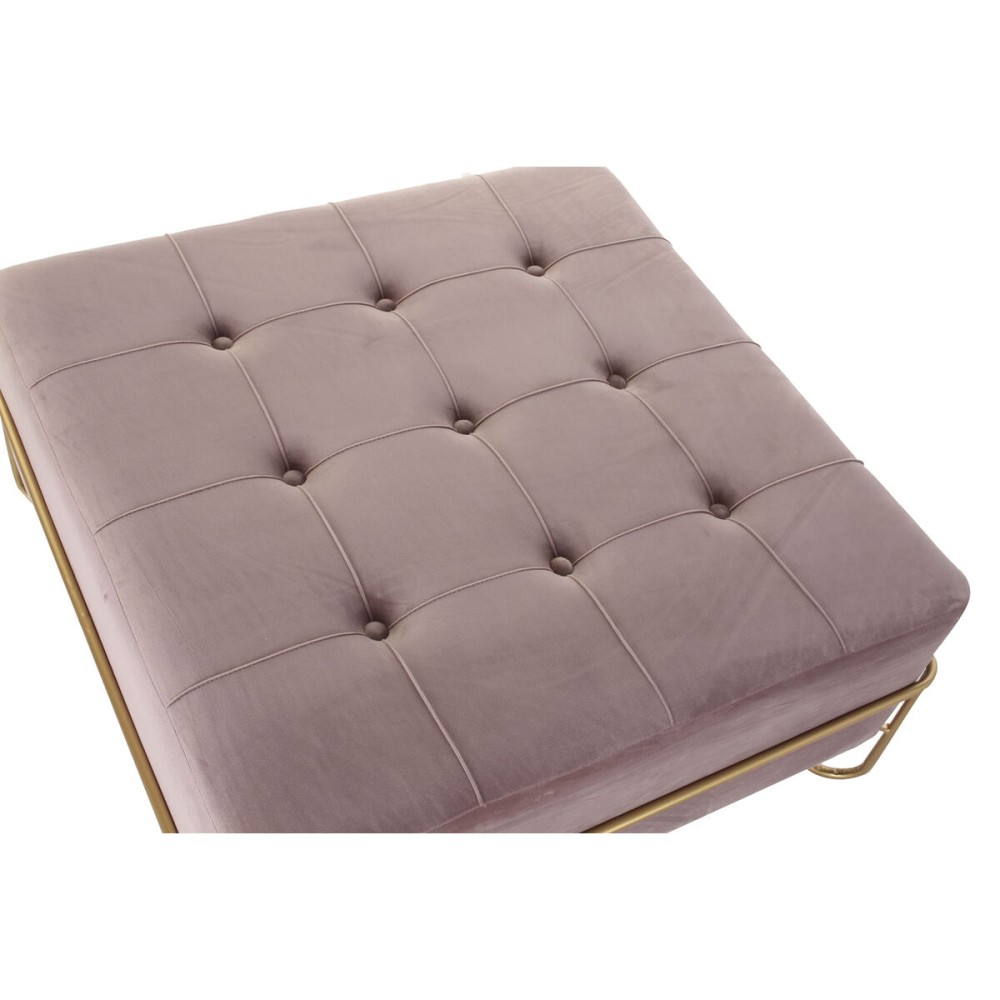 Banquette DKD Home Decor Mousse Rose Doré Métal Polyester Velours Bois MDF (80 x 80 x 42 cm)