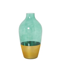 Vase Alexandra House Living Green Golden Crystal 13 x 13 x 26 cm