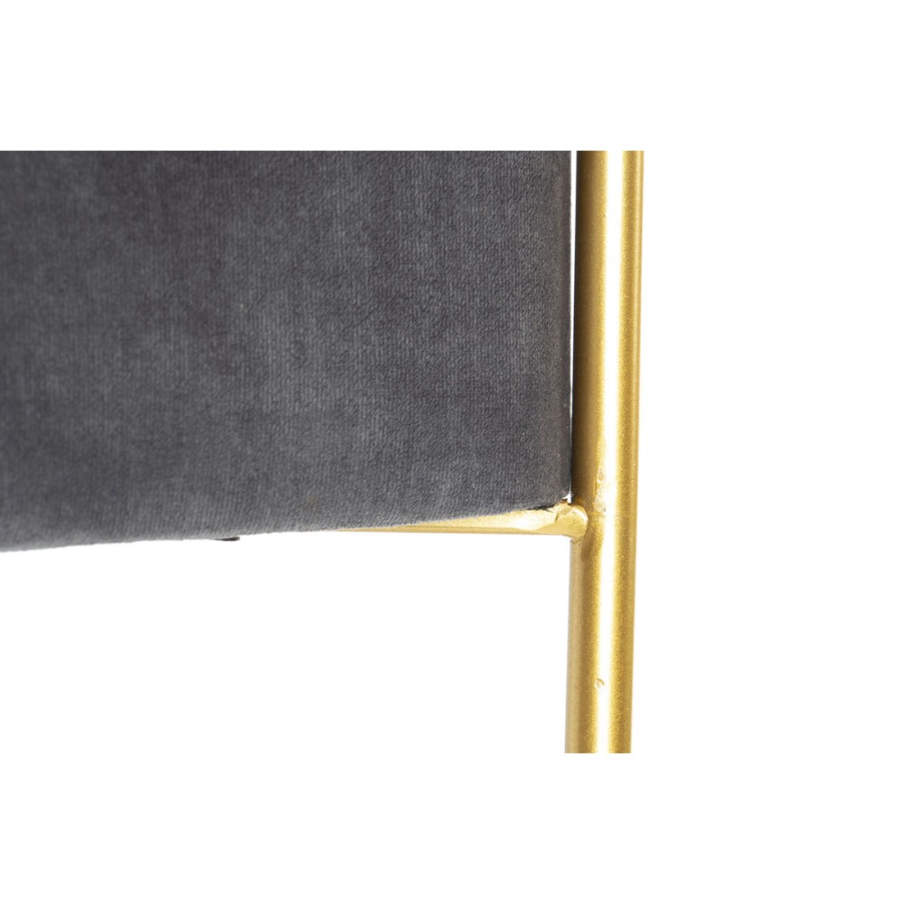 Banquette DKD Home Decor Mousse Gris Doré Métal Polyester Velours Bois MDF (80 x 80 x 47 cm)