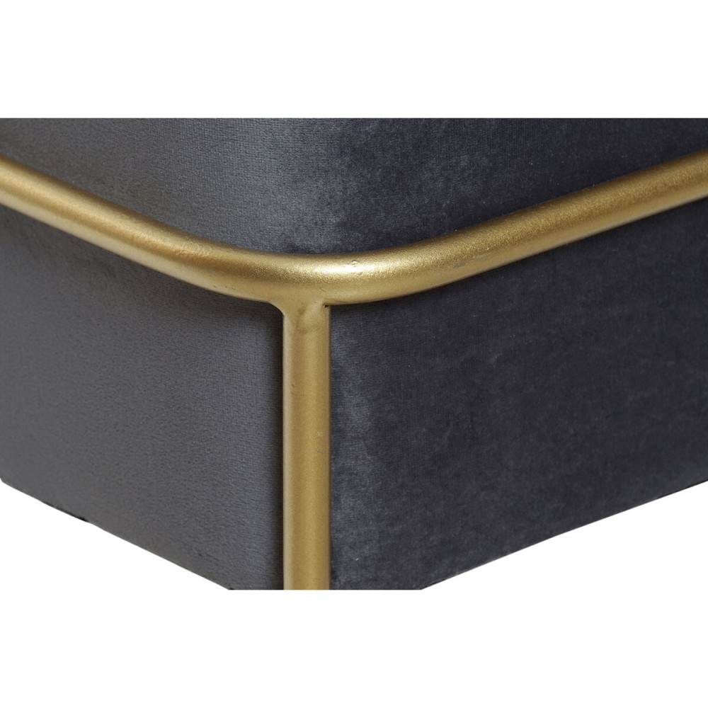 Banquette DKD Home Decor Mousse Gris Doré Métal Polyester Velours Bois MDF (80 x 80 x 47 cm)