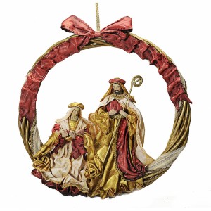 Crèche de Noël DKD Home Decor Rouge Doré Couronne 50 x 5 x 50 cm Plastique