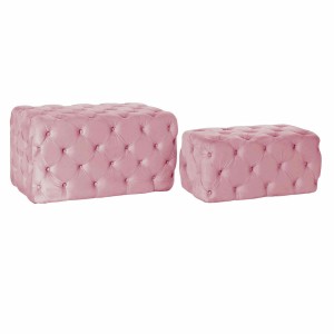 Banquette DKD Home Decor Rose Polyester Velours Bois MDF (88 x 53 x 47,76 cm)