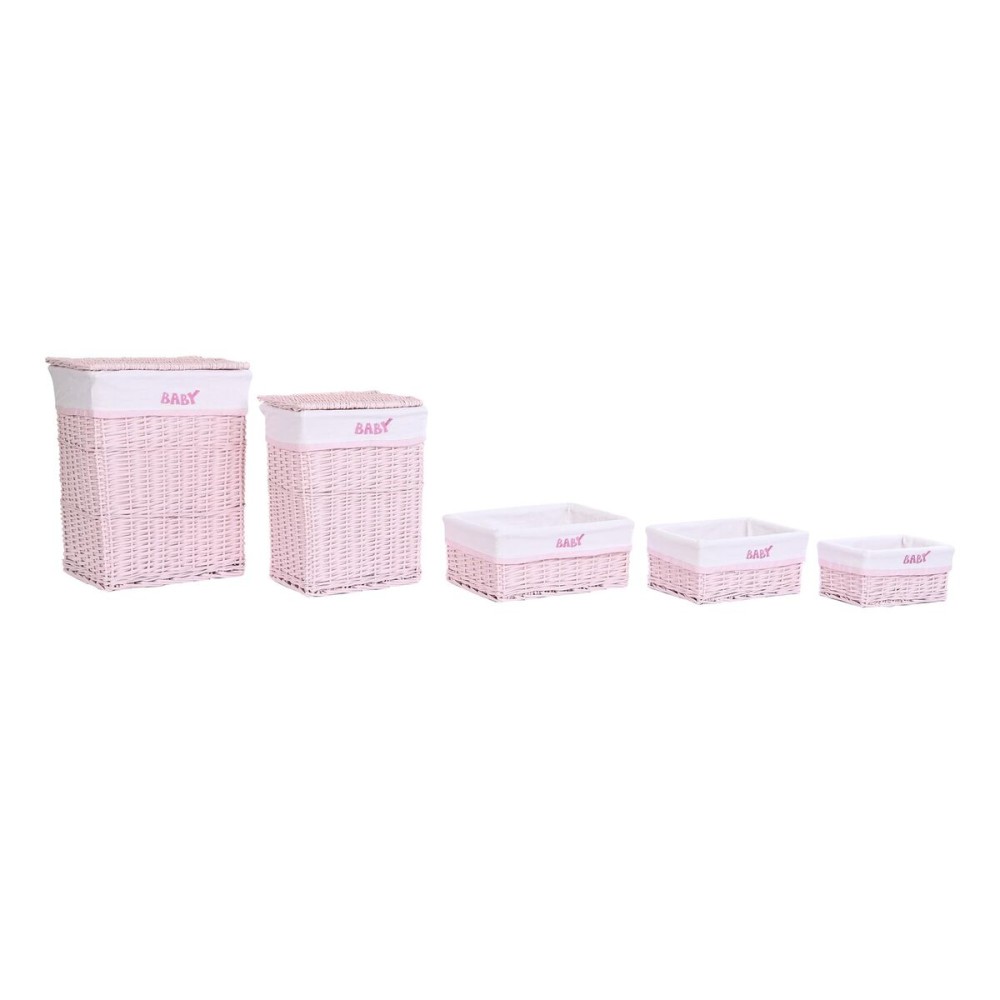 Panier à linge DKD Home Decor Rose osier Enfant 44 x 34 x 56 cm 5 Pièces