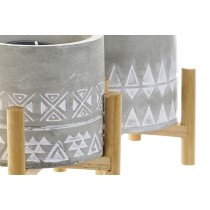 Kerze DKD Home Decor Grau Holz Braun Zement Aluminium Wachs (10 x 10 x 12 cm) (2 Stück)