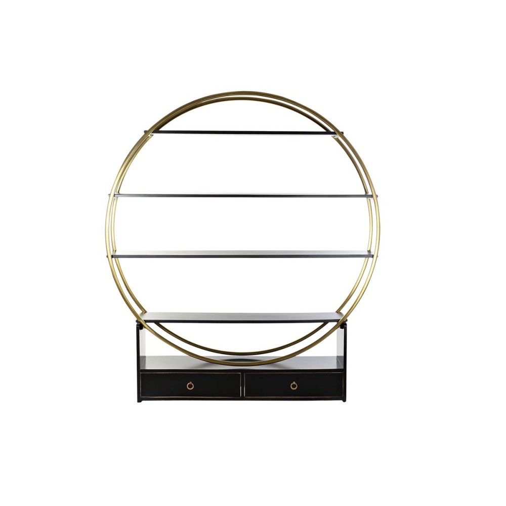 Étagère DKD Home Decor Noir Doré Métal Peuplier 160 x 35 x 180 cm