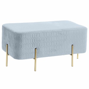 Banquette DKD Home Decor Doré Métal Polyester Bleu ciel Éponge (91 x 46,5 x 42 cm)
