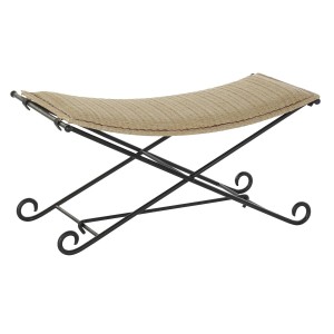 Banquette DKD Home Decor Noir Métal Marron Clair Rotin (94 x 49 x 44 cm)