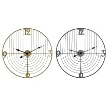 Horloge Murale DKD Home Decor Noir Doré Métal 60 x 3 x 60 cm Moderne (2 Unités)