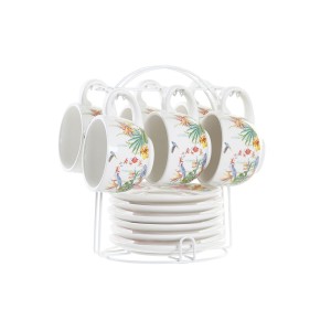 Piece Coffee Cup Set DKD Home Decor Multicolour Dolomite 180 ml