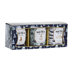 Kerze DKD Home Decor Blau Wachs Kristall 17 x 5 x 6 cm (3 Stück)
