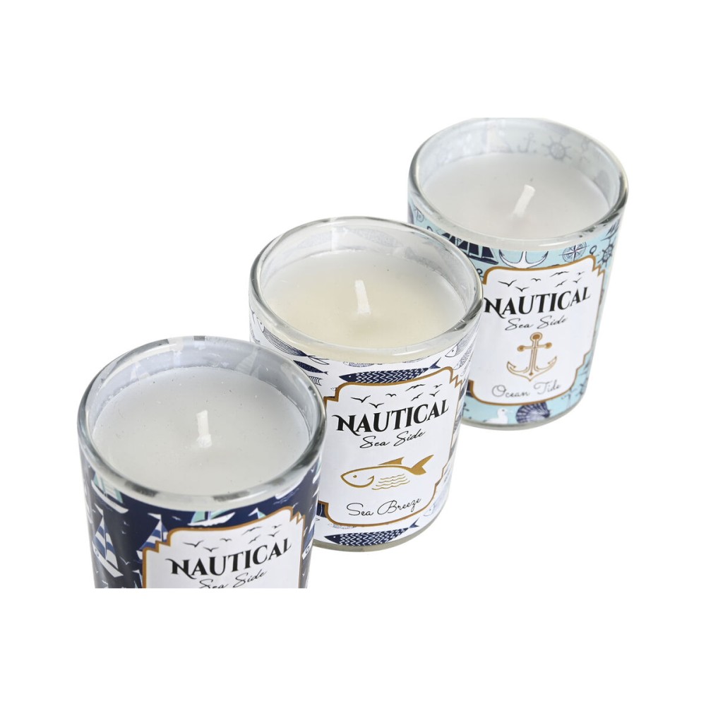 Kerze DKD Home Decor Blau Wachs Kristall 17 x 5 x 6 cm (3 Stück)
