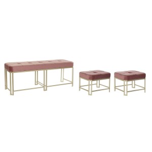 Banquette DKD Home Decor Rose Métal Velours (120 x 40 x 46 cm)